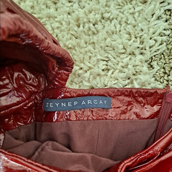 FINAL SALE. Zeynep Arcay Strapless Patent Leather Dress - Picture 8 of 9